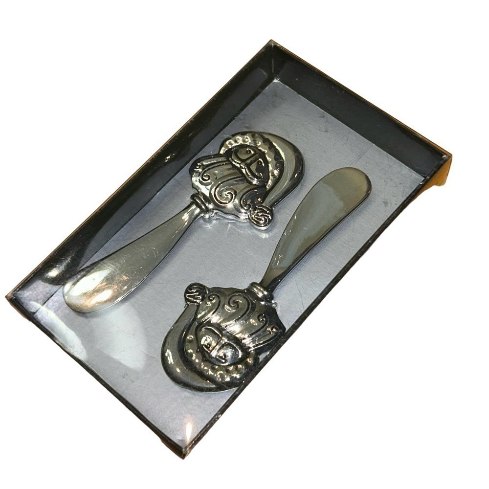 Stainless Steel Spreader Set Santa Christmas Xmas Holiday Dinner 2‎ Piece NEW